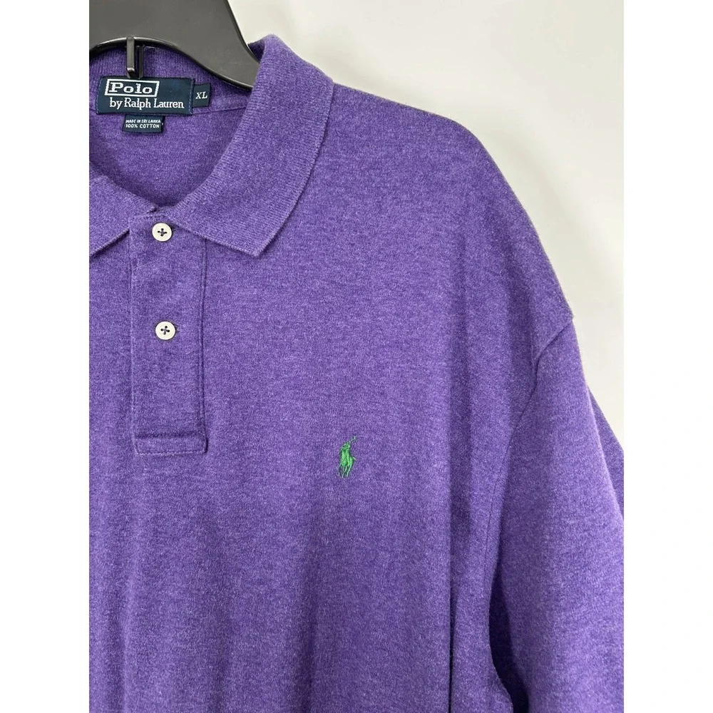 Polo Ralph Lauren Polo Shirts Mens XL Solid Purple Short Sleeve Pony Logo Cotton
